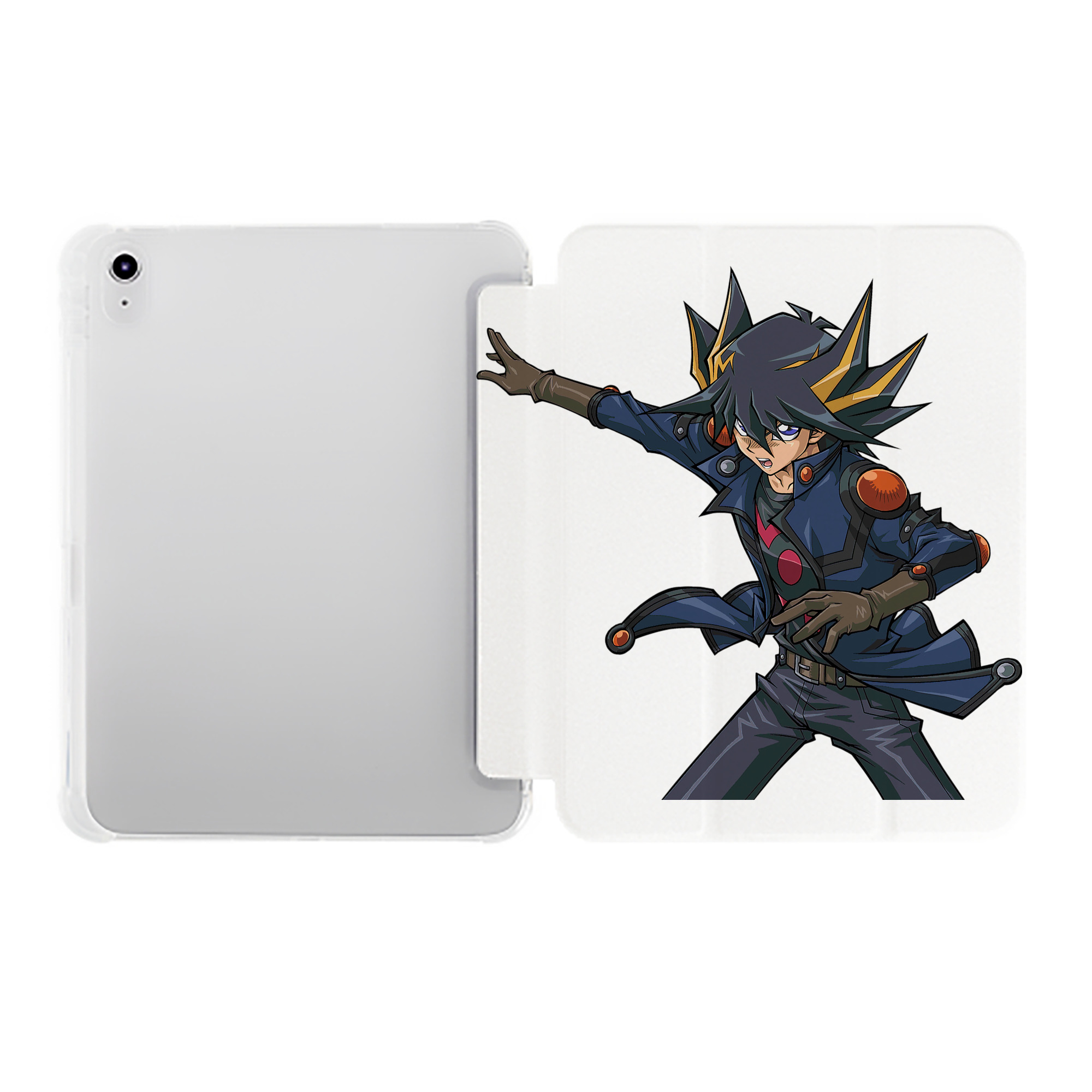 （画像用） 遊☆戯☆王 Yu-Gi-Oh! IPad ケース ペン収納付き 三つ折りスタンド PUレザー×シリコン 対応機種9.5/10.5/10.9インチ